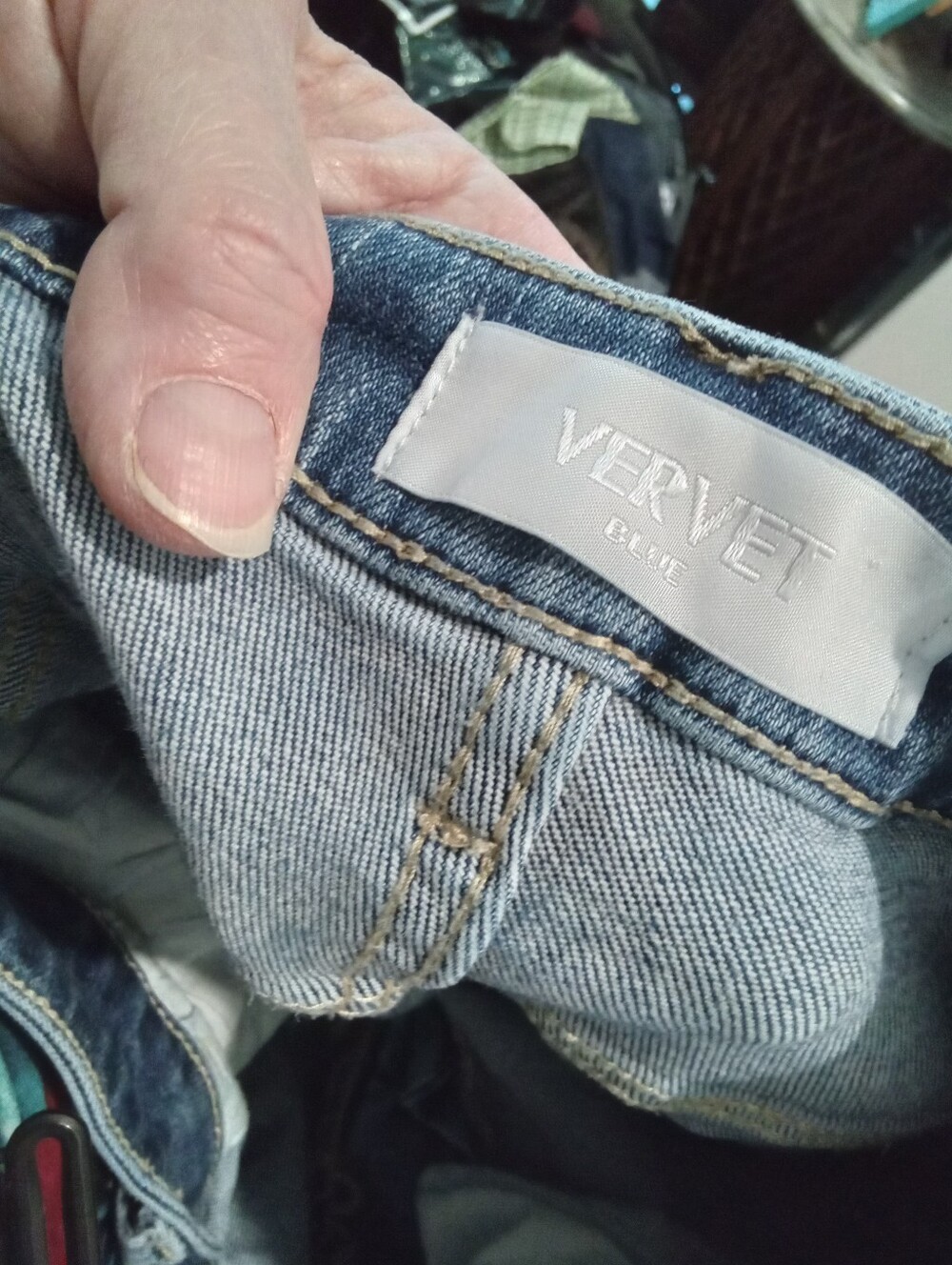 Vervet Blue Size 31 Crate High Rise Slant Hem Flare Distressed Medium Wash Jeans - Picture 12 of 14